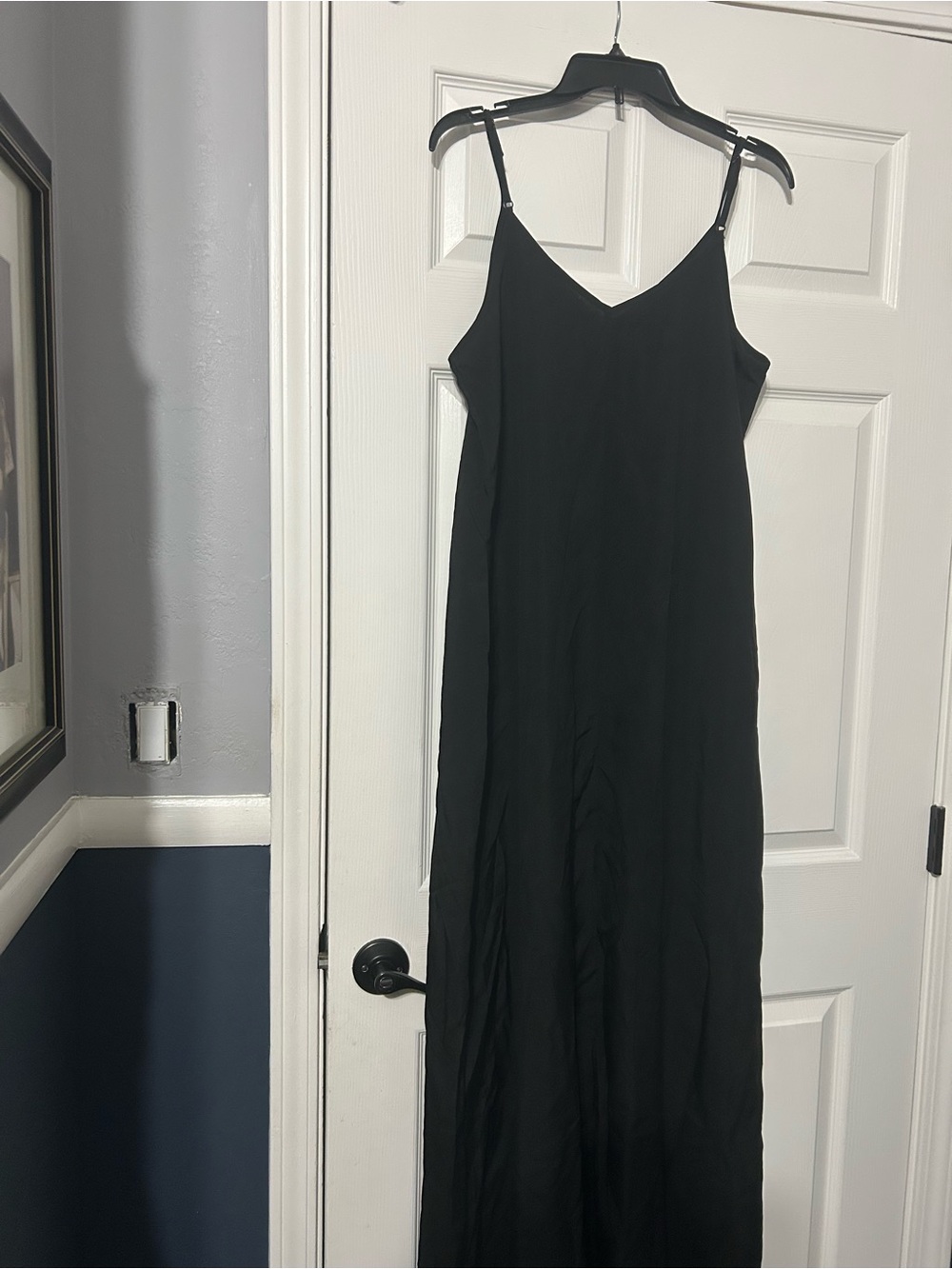 SHEIN Black Maxi Slip Dress with Adjustable Spaghetti Straps